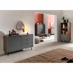 Loftscape Highboard Sirkka - Grau / Walnuss Dekor -Wohnzimmermöbel boutique en ligne 1000310559 211125 11183800202 MOOD DETAILS P000000001000310559 mood