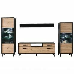 Norrwood Wohnwand Argenteuil I (4-teilig) - Eiche Artisan Dekor / Schwarz -Wohnzimmermöbel boutique en ligne 1000310663 211125 145323000033 DETAILS P000000001000310663