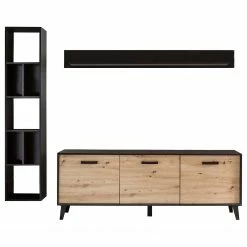 Norrwood Wohnwand Argenteuil II (3-teilig) - Eiche Artisan Dekor / Schwarz -Wohnzimmermöbel boutique en ligne 1000310664 211125 14534600045 DETAILS P000000001000310664