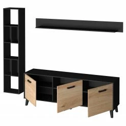 Norrwood Wohnwand Argenteuil II (3-teilig) - Eiche Artisan Dekor / Schwarz -Wohnzimmermöbel boutique en ligne 1000310664 211125 14534600051 DETAILS P000000001000310664