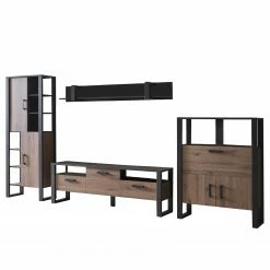 Red Living Wohnwand Norddal II (4-teilig) - Nussbaum Dekor / Schwarz -Wohnzimmermöbel boutique en ligne 1000310666 211125 14544500070 DETAILS P000000001000310666