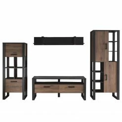 Red Living Wohnwand Norddal III (4-teilig) - Nussbaum Dekor / Schwarz -Wohnzimmermöbel boutique en ligne 1000310667 211125 14554100080 DETAILS P000000001000310667