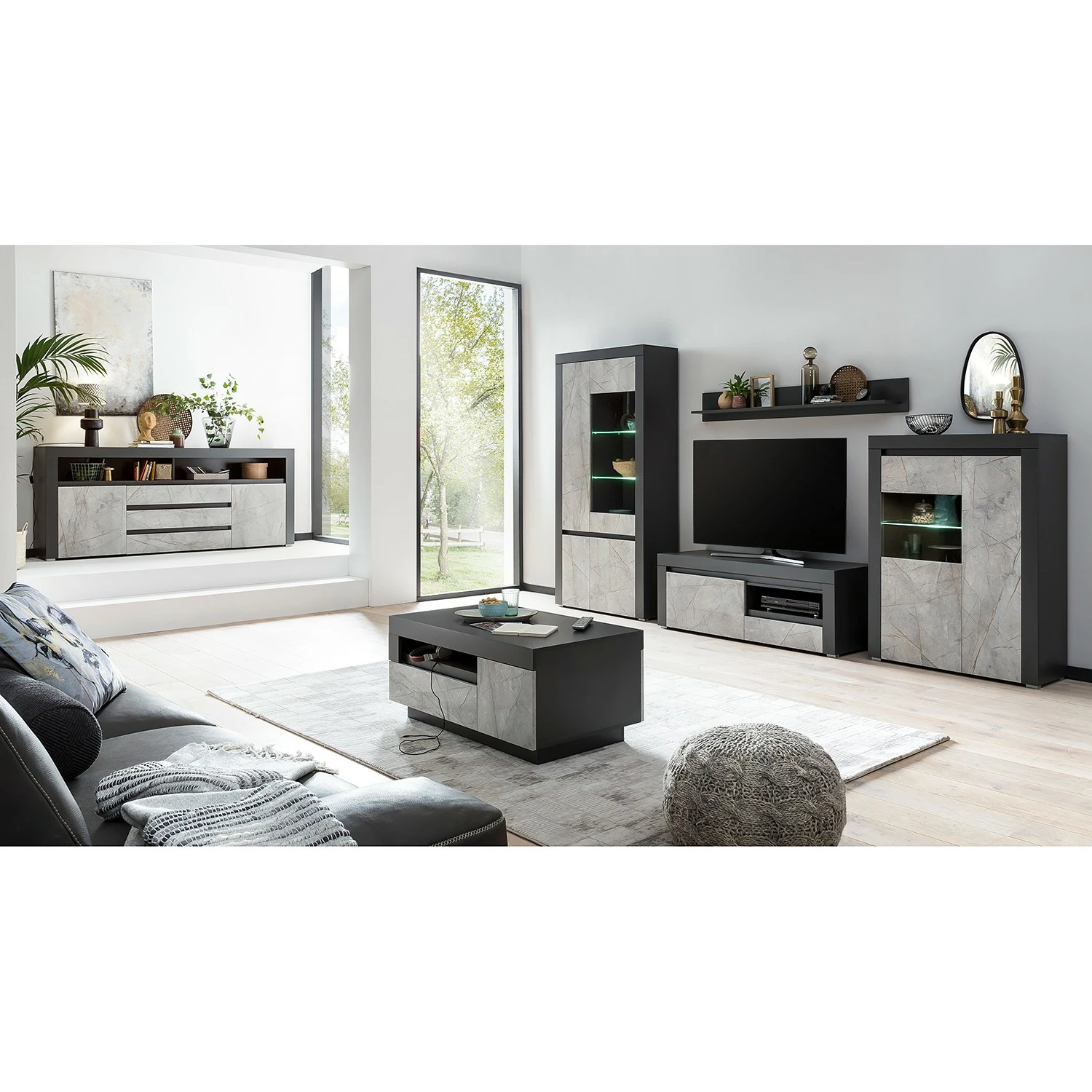 Loftscape Wohnwand Stonda III (4-teilig) - Anthrazit 2 Loftscape Wohnwand Stonda III (4-teilig) - Anthrazit – Bild 2