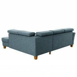 Fredriks Ecksofa Eustis - Flachgewebe Amra: Blaugrau - Ottomane davorstehend rechts - Mit Schlaffunktion -Wohnzimmermöbel boutique en ligne 1000314680 211221 13055901399 DETAILS P000000001000314680