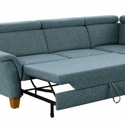 Fredriks Ecksofa Eustis - Flachgewebe Amra: Blaugrau - Ottomane davorstehend rechts - Mit Schlaffunktion -Wohnzimmermöbel boutique en ligne 1000314680 211221 13055901417 DETAILS P000000001000314680