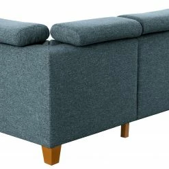 Fredriks Ecksofa Eustis - Flachgewebe Amra: Blaugrau - Ottomane davorstehend rechts - Mit Schlaffunktion -Wohnzimmermöbel boutique en ligne 1000314680 211221 13060001470 DETAILS P000000001000314680