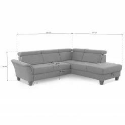 Fredriks Ecksofa Eustis - Flachgewebe Amra: Blaugrau - Ottomane davorstehend rechts - Mit Schlaffunktion -Wohnzimmermöbel boutique en ligne 1000314680 211221 13060301882 SKETCH DETAILS P000000001000314680 sketch