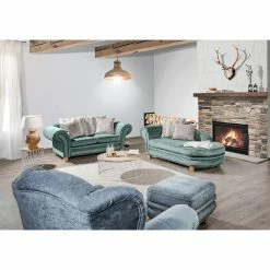 Ridgevalley Recamiere Salvator - Samt Saidy: Blaugrau - Armlehne davorstehend links -Wohnzimmermöbel boutique en ligne 1000314851 220203 16533700021 MOOD DETAILS P000000001000314851 mood