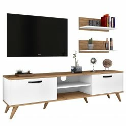 Wohnkombination Rangun I (3-teilig) - Eiche Dekor / Weiß -Wohnzimmermöbel boutique en ligne 1000314888 211214 133833000126 DETAILS P000000001000314888