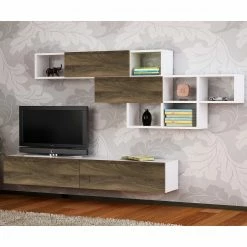 Loftscape Wohnkombination Agency (2-teilig) - Weiß / Walnuss Dekor