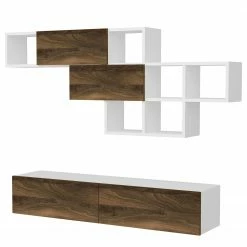 Loftscape Wohnkombination Agency (2-teilig) - Weiß / Walnuss Dekor -Wohnzimmermöbel boutique en ligne 1000314892 211214 13383300139 DETAILS P000000001000314892