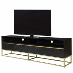 Jack & Alice TV-Lowboard Nooble - Mango massiv / Metall - Mango Schwarz / Gold