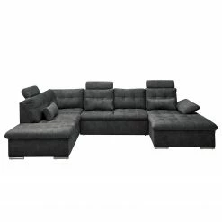 Fredriks Wohnlandschaft Puntiro III - Microfaser Salvo: Anthrazit - Longchair davorstehend rechts / Ottomane links - Mit Schlaffunktion -Wohnzimmermöbel boutique en ligne 1000315701 220728 080 DETAILS P000000001000315701