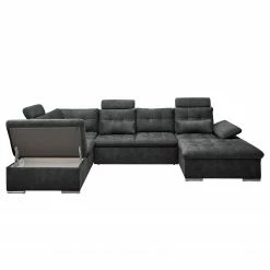 Fredriks Wohnlandschaft Puntiro III - Microfaser Salvo: Anthrazit - Longchair davorstehend rechts / Ottomane links - Mit Schlaffunktion -Wohnzimmermöbel boutique en ligne 1000315701 220728 100 DETAILS P000000001000315701