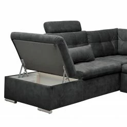 Fredriks Wohnlandschaft Puntiro III - Microfaser Salvo: Anthrazit - Longchair davorstehend rechts / Ottomane links - Mit Schlaffunktion -Wohnzimmermöbel boutique en ligne 1000315701 220728 130 DETAILS P000000001000315701