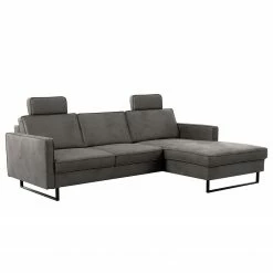 Loftscape Ecksofa Godow II - Microfaser Flavie: Grau - Longchair davorstehend rechts