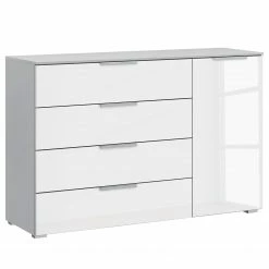 Sideboard SKØP x4+1 - Hochglanz Weiß / Seidengrau - Korpusfarbe