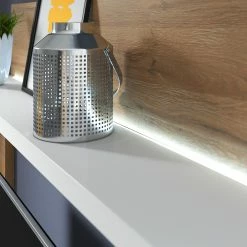 Loftscape Wohnwand Littor (3-teilig) - inkl. Beleuchtung - Weiß / Eiche Grandson Dekor -Wohnzimmermöbel boutique en ligne 1000327454 220125 13413300072 DETAILS P000000001000327454