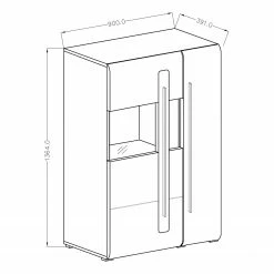 Loftscape Wohnwand Tyfta II (4-teilig) - Hochglanz Weiß -Wohnzimmermöbel boutique en ligne 1000327455 220125 134133000502 SKETCH DETAILS P000000001000327455 sketch