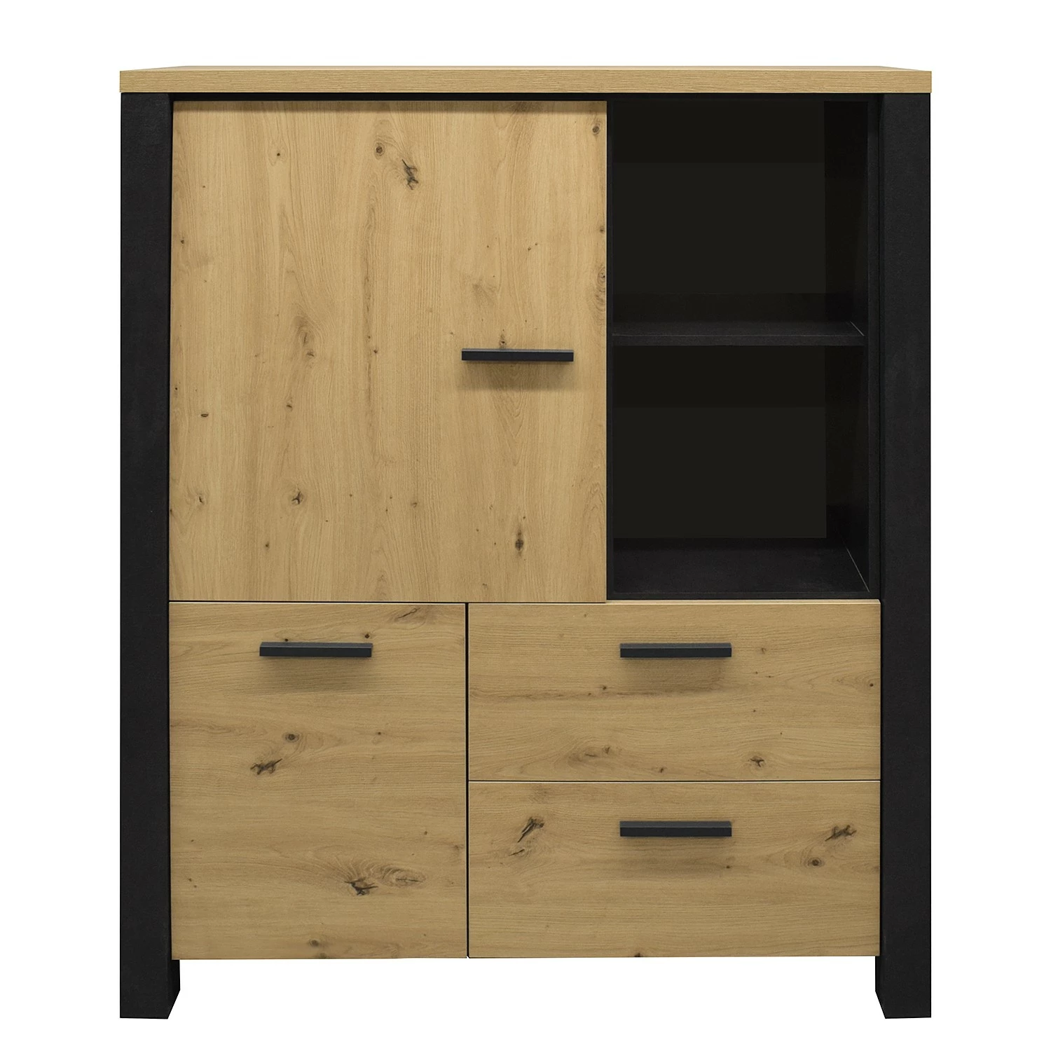 Red Living Highboard Zagora - Asteiche Dekor / Schwarz 3 Red Living Highboard Zagora - Asteiche Dekor / Schwarz – Bild 3