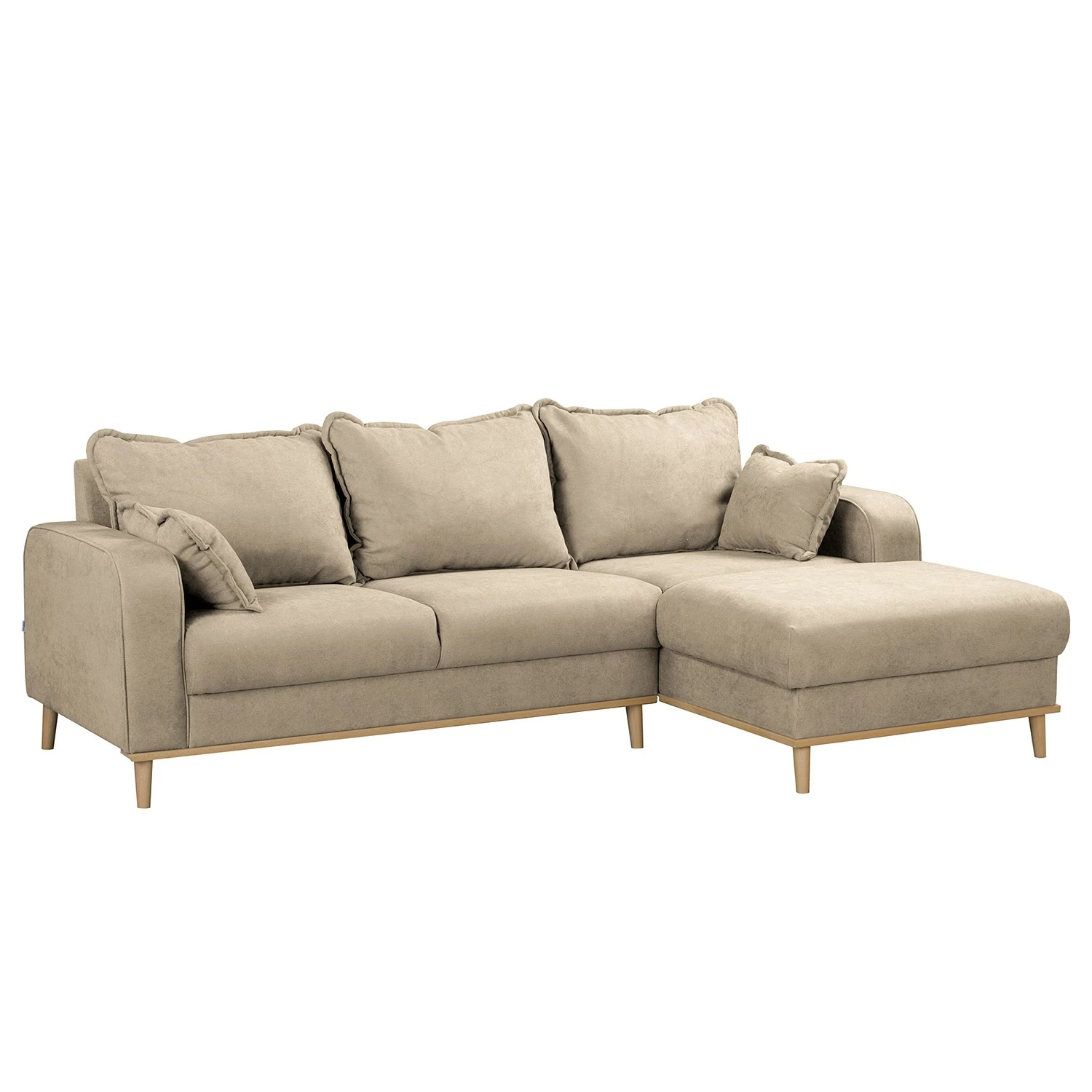 Norrwood Ecksofa Nante - Microfaser Enza: Creme - Ottomane davorstehend rechts 1 Norrwood Ecksofa Nante - Microfaser Enza: Creme - Ottomane davorstehend rechts