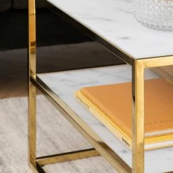 Fredriks Couchtisch Katori VII - Glas / Metall - Marmor Weiß Dekor / Gold -Wohnzimmermöbel boutique en ligne 1000330561 220208 14502200045 DETAILS P000000001000330561