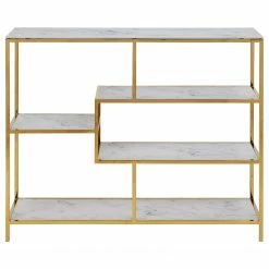 Fredriks Regal Katori I - Glas / Metall - Marmor Weiß Dekor / Gold -Wohnzimmermöbel boutique en ligne 1000330564 220208 14502800030 DETAILS P000000001000330564