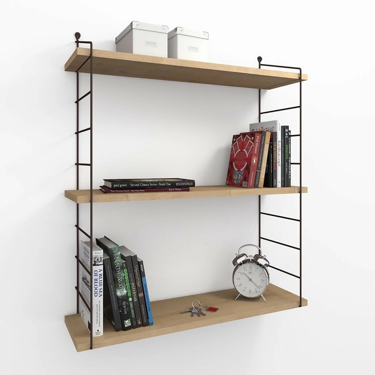 Red Living Wandregal Pico - Metall - Eiche Dekor / Braun 2 Red Living Wandregal Pico - Metall - Eiche Dekor / Braun – Bild 2