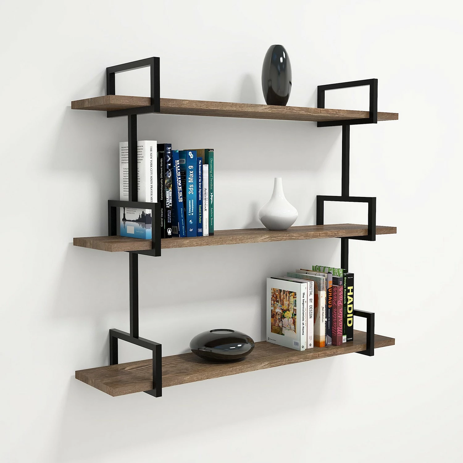 Red Living Wandregal Ulm - Kiefer massiv / Metall - Kiefer / Schwarz 2 Red Living Wandregal Ulm - Kiefer massiv / Metall - Kiefer / Schwarz – Bild 2