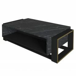 Loftscape Couchtisch Board Luca - Marmor Schwarz Dekor / Gold