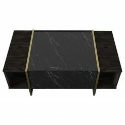 Loftscape Couchtisch Vidal - Marmor Schwarz Dekor / Walnuss Dekor / Gold -Wohnzimmermöbel boutique en ligne 1000333651 220302 030 DETAILS P000000001000333651