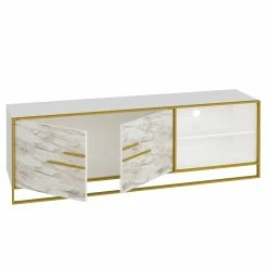 Loftscape TV-Lowboard Pisek - Metall - Marmor Weiß Dekor / Gold -Wohnzimmermöbel boutique en ligne 1000333652 220302 030 DETAILS P000000001000333652