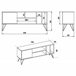Red Living TV-Lowboard Vidago I - Walnuss Dekor / Anthrazit -Wohnzimmermöbel boutique en ligne 1000333653 220302 500 SKETCH DETAILS P000000001000333653 sketch