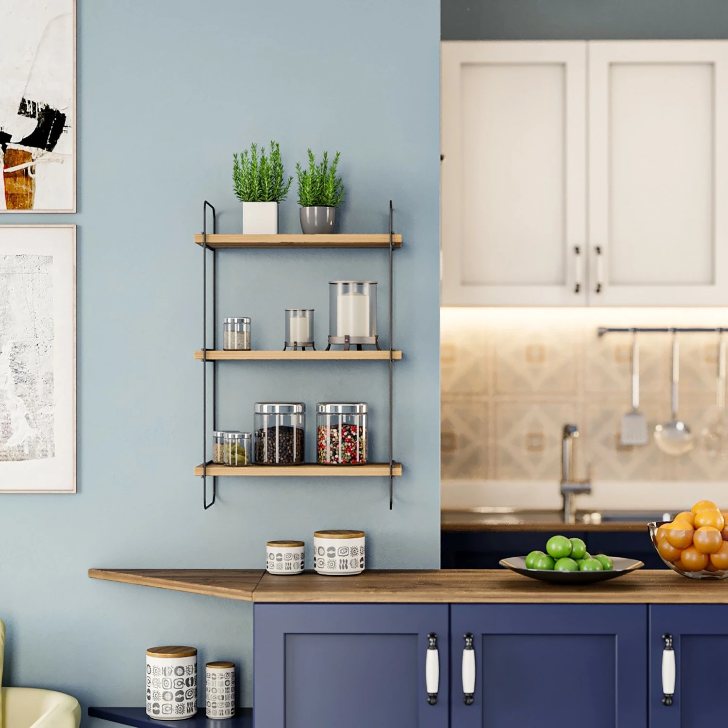 Red Living Wandregal Papasan - Metall - Kiefer Dekor / Schwarz 5 Red Living Wandregal Papasan - Metall - Kiefer Dekor / Schwarz – Bild 5