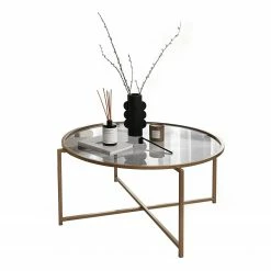 Loftscape Couchtisch Sedan I - Glas / Metall - Gold -Wohnzimmermöbel boutique en ligne 1000333690 220302 030 DETAILS P000000001000333690