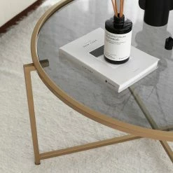 Loftscape Couchtisch Sedan I - Glas / Metall - Gold -Wohnzimmermöbel boutique en ligne 1000333690 220302 033 DETAILS P000000001000333690