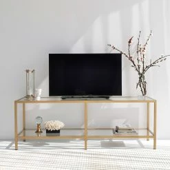 Loftscape TV-Rack Nibas - Glas / Metall - Gold 13 Loftscape TV-Rack Nibas - Glas / Metall - Gold -Wohnzimmermöbel boutique en ligne 1000333693 220302 023 MOOD DETAILS P000000001000333693 mood