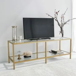Loftscape TV-Rack Nibas - Glas / Metall - Gold 14 Loftscape TV-Rack Nibas - Glas / Metall - Gold -Wohnzimmermöbel boutique en ligne 1000333693 220302 024 MOOD DETAILS P000000001000333693 mood