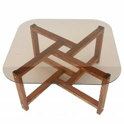 Loftscape Couchtisch Milligan - Glas / Eiche massiv - Eiche Dunkel -Wohnzimmermöbel boutique en ligne 1000333696 220302 030 DETAILS P000000001000333696