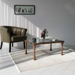 Ars Natura Couchtisch Donatella - Glas / Walnuss massiv - Rauchschwarz / Walnuss -Wohnzimmermöbel boutique en ligne 1000333698 220302 024 MOOD DETAILS P000000001000333698 mood