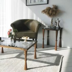 Ars Natura Beistelltisch Donatella - Glas / Walnuss massiv - Rauchschwarz / Walnuss -Wohnzimmermöbel boutique en ligne 1000333706 220302 025 MOOD DETAILS P000000001000333706 mood