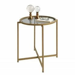 Loftscape Beistelltisch Guichen I - Glas / Metall - Rauchschwarz / Gold -Wohnzimmermöbel boutique en ligne 1000333710 220302 030 DETAILS P000000001000333710
