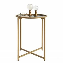 Loftscape Beistelltisch Guichen II - Glas / Metall - Rauchschwarz / Gold -Wohnzimmermöbel boutique en ligne 1000333711 220302 030 DETAILS P000000001000333711