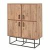 Red Living Highboard Yopal - Metall - Kiefer Dekor / Schwarz