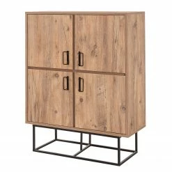 Red Living Highboard Yopal - Metall - Kiefer Dekor / Schwarz