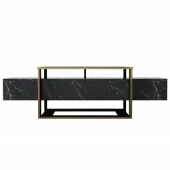 Loftscape TV-Lowboard Board Luca - Marmor Schwarz Dekor / Gold -Wohnzimmermöbel boutique en ligne 1000333731 220302 030 DETAILS P000000001000333731