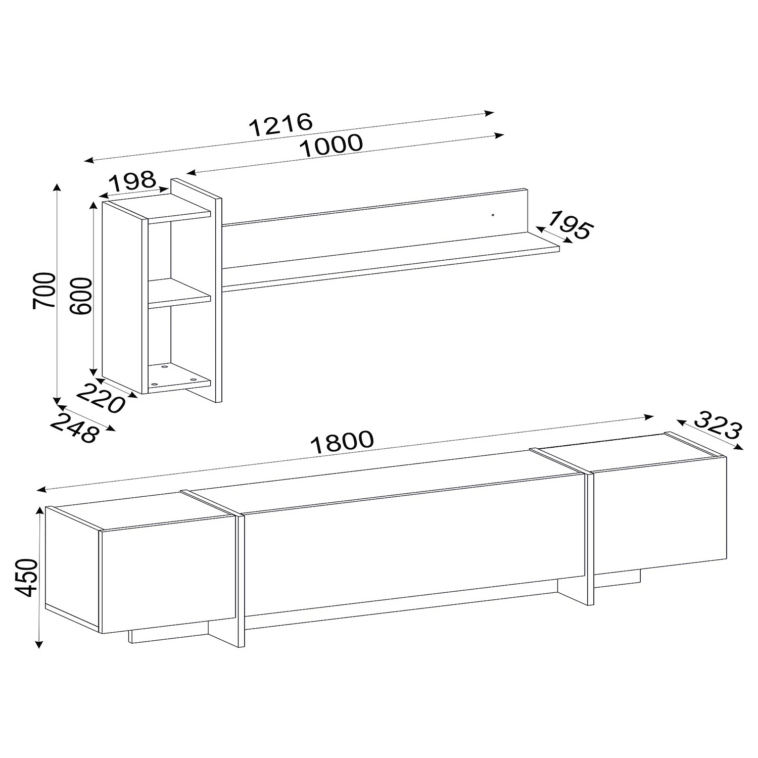 Loftscape Wohnkombination Vidal (2-teilig) - Marmor Schwarz Dekor / Walnuss Dekor / Gold 9 Loftscape Wohnkombination Vidal (2-teilig) - Marmor Schwarz Dekor / Walnuss Dekor / Gold – Bild 9