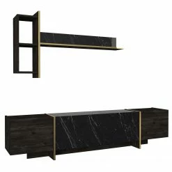 Loftscape Wohnkombination Vidal (2-teilig) - Marmor Schwarz Dekor / Walnuss Dekor / Gold 13 Loftscape Wohnkombination Vidal (2-teilig) - Marmor Schwarz Dekor / Walnuss Dekor / Gold -Wohnzimmermöbel boutique en ligne 1000333732 220317 030 DETAILS P000000001000333732