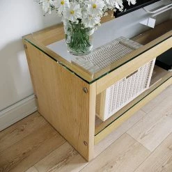 Loftscape Wohnkombination Mömbris (2-teilig) - Glas / Eiche massiv - Transparent / Eiche -Wohnzimmermöbel boutique en ligne 1000333735 220302 030 DETAILS P000000001000333735