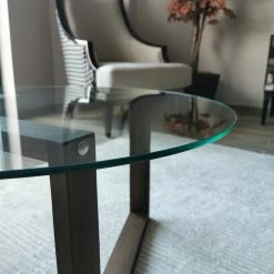 Loftscape Couchtisch Yorkton II - Glas / Walnuss massiv - Walnuss -Wohnzimmermöbel boutique en ligne 1000333739 220302 030 DETAILS P000000001000333739